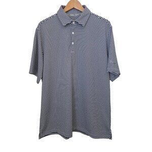 Walter Hagen 11 MAJORS Navy & White Striped Performance Golf Polo Shirt Men's M